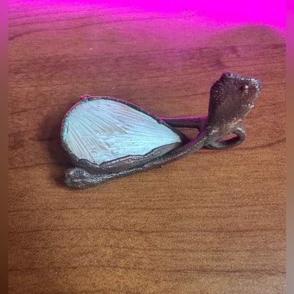 Lucky and Unusual Copper Electroform Real Wishbone and stone Pendant - Picture 2 of 5